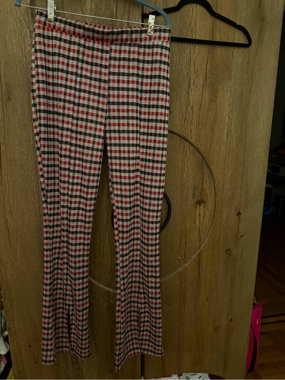 Urban Renewal Red & Black Plaid Boot-Cut Pants
